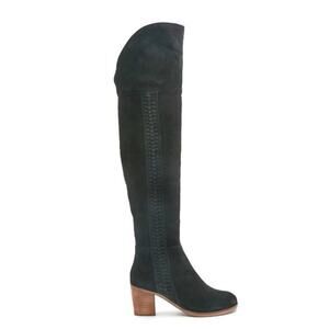 Over the Knee Boots Suede Leather Block Heel Black Size 8M Matisse Muse